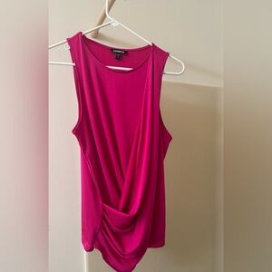 Express Hot Pink Drape Front Sleeveless Blouse. Size Medium